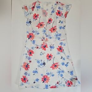 Gap Dress Womens Midi‎ XS V-neck Red White Blue Floral Vacation Wedding Resort